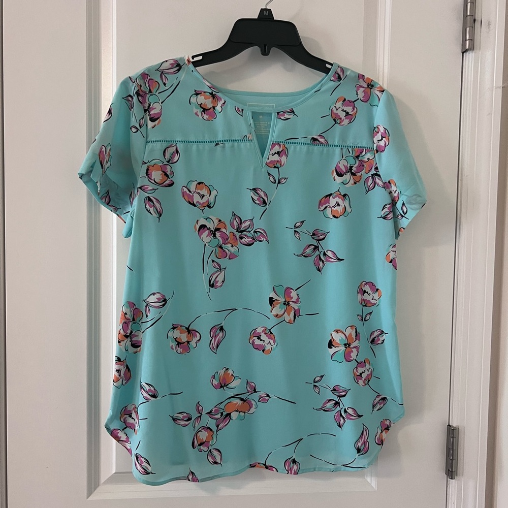 Van Heusen Blue Floral Short Sleeve Blouse